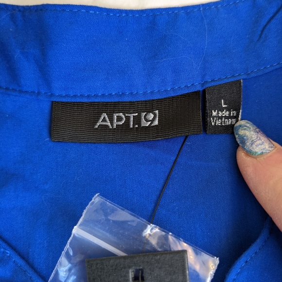 ☀️Apt 9 NWT pleated top Large blue - Picture 3 of 14